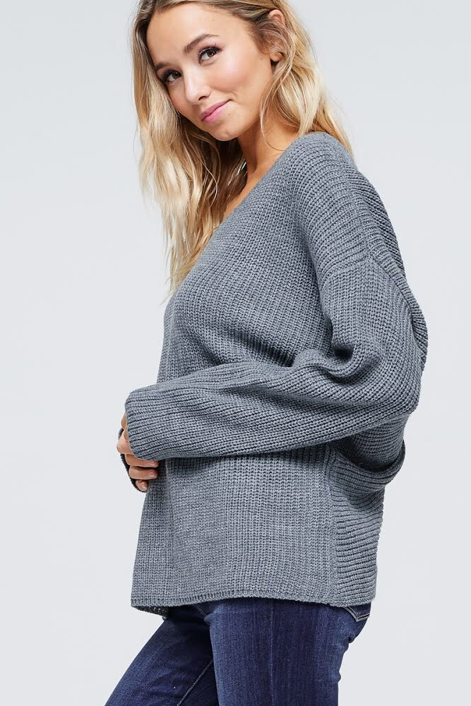 Grey twist back clearance jumper