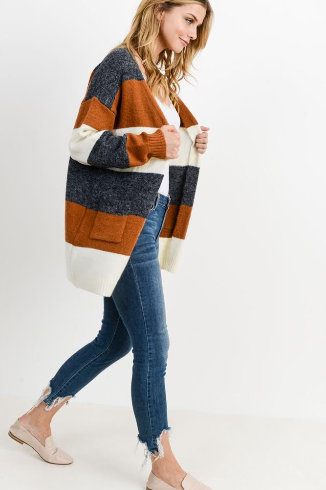 CITY SCENE COLOR BLOCK CARDIGAN – HER STORY CLOTHING CO