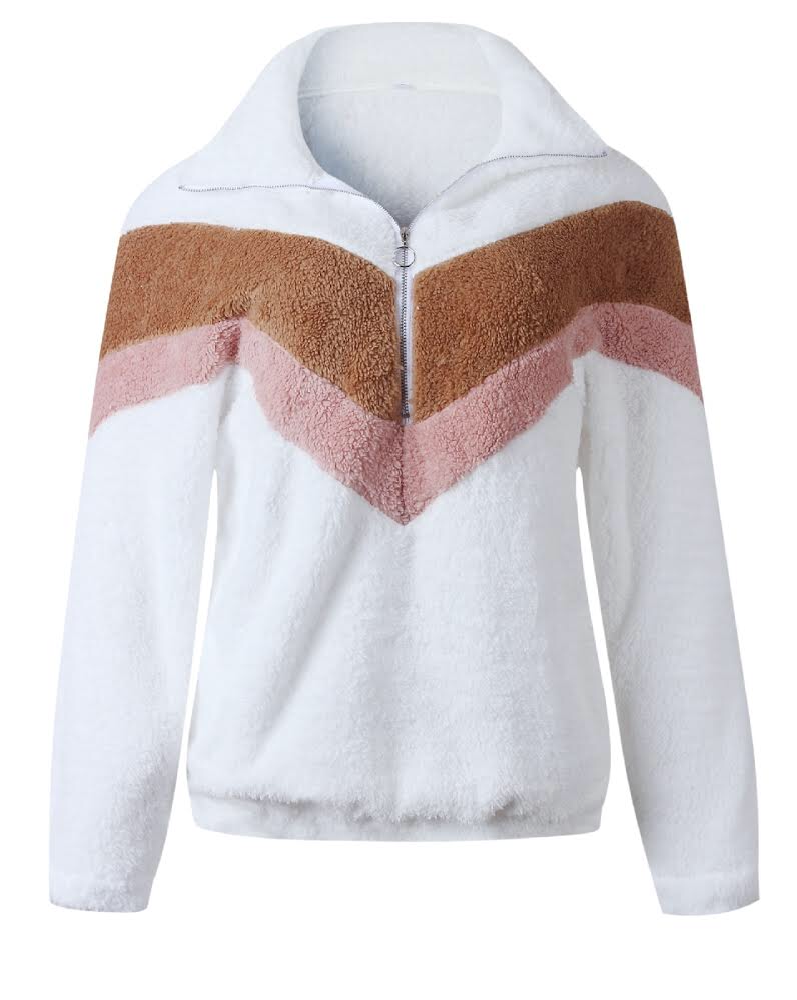 Fuzzy zipper sweater sales