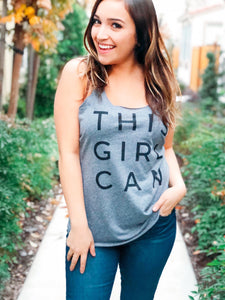 THIS GIRL CAN RACER-BACK TANK-HEATHER GREY