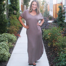OPEN BACK MAXI DRESS-TAUPE GREY