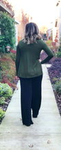 KNIT OPEN FRONT DRAPED CARDIGAN-OLIVE
