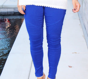 ALL EYES ON YOU MOTO LEGGINGS-COBALT BLUE