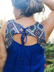 EMBROIDERY STELLA TOP W/LACE UP BACK