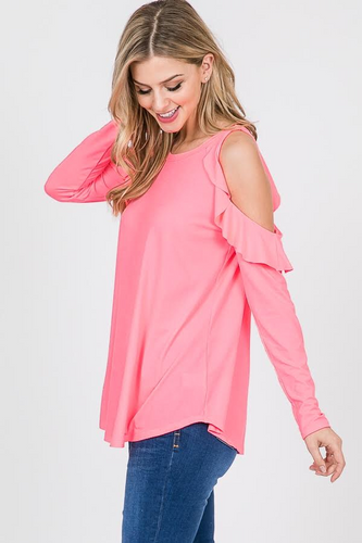 PINK FOR YOU COLD SHOULDER TOP