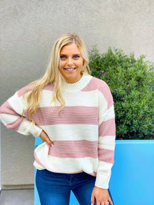 HAPPINESS IS COZY SWEATER-ROSE