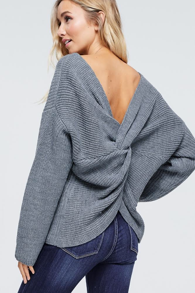 QUINN BACK TWIST SWEATER