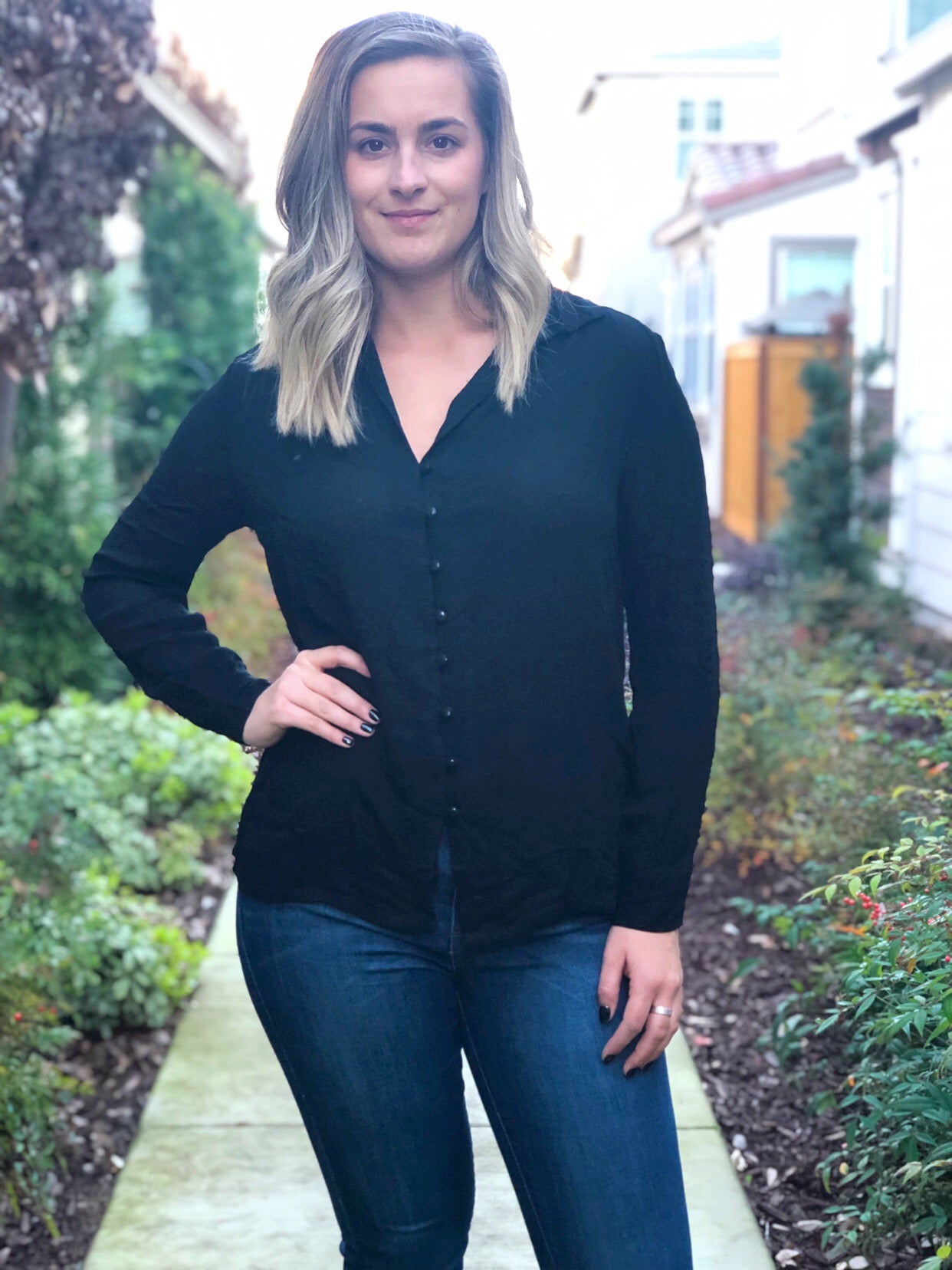 Sheer button down blouse sales