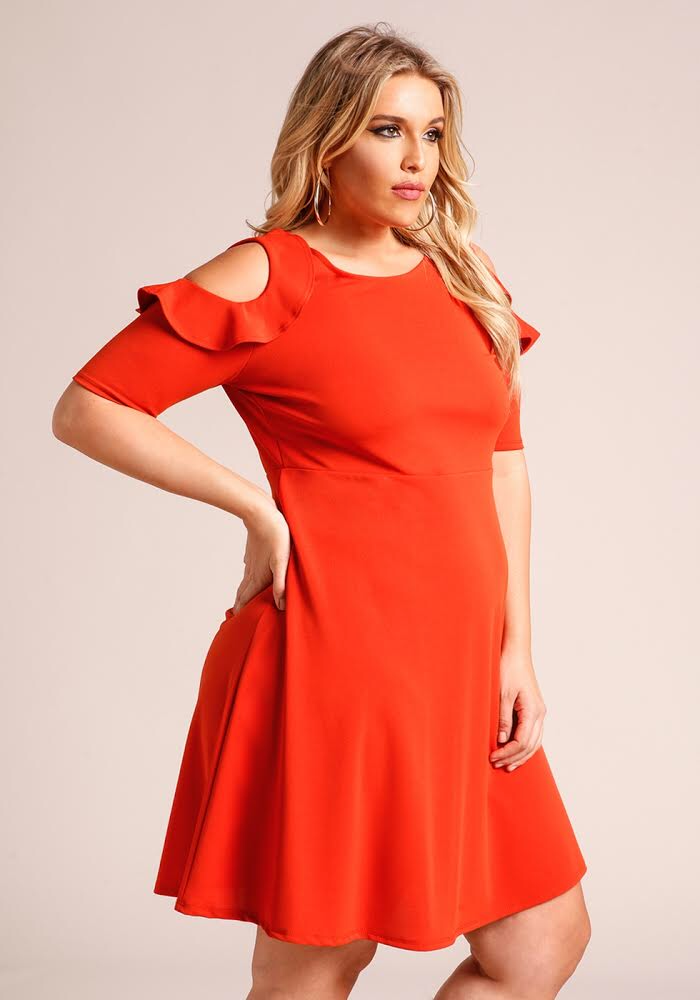 Red cold top shoulder dress