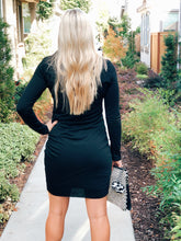 THE LILLY RUCHED LONG SLEEVE DRESS-BLACK