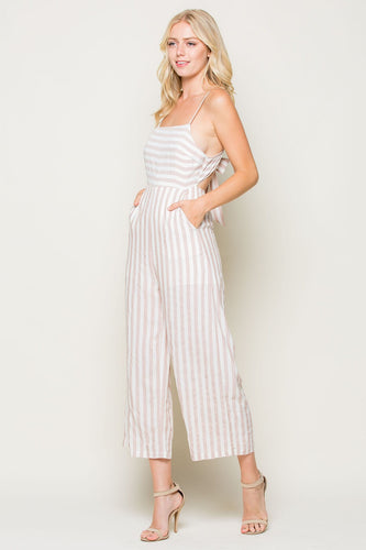 SASSY STRIPED TIE BACK JUMPSUIT