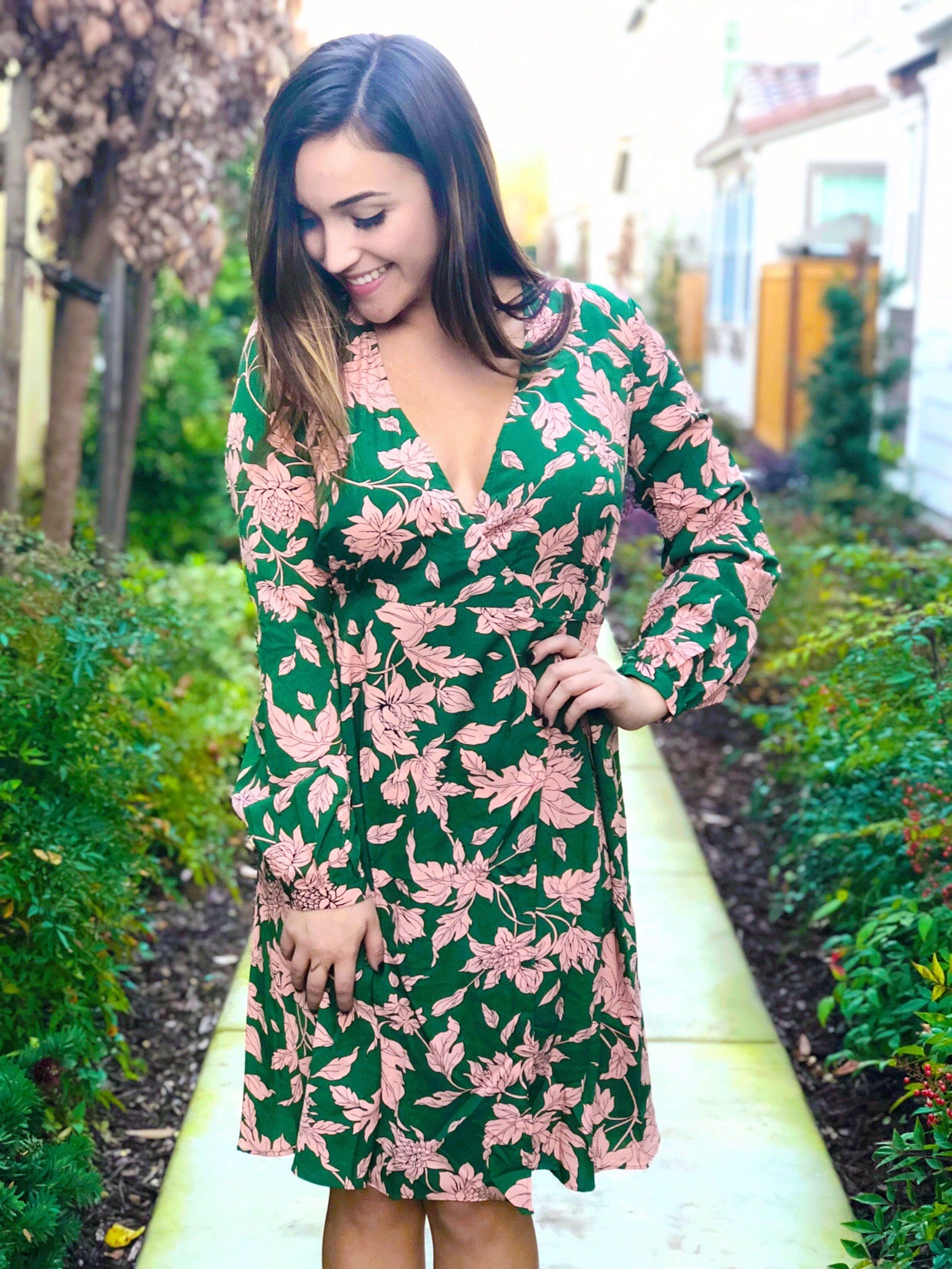 Loft floral wrap dress deals