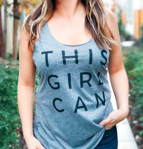 THIS GIRL CAN RACER-BACK TANK-HEATHER GREY